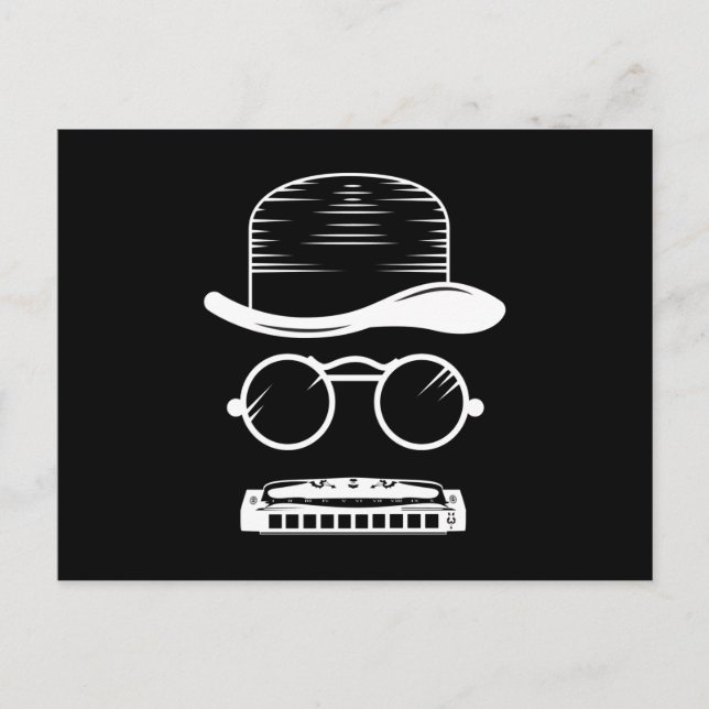 Postal Harmonica Hat Music Instrument Blues (Anverso)