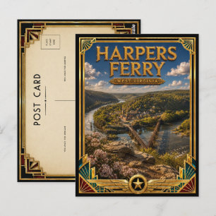 Postal Harpers Ferry Virginia Occidental Arte Deco Vintag