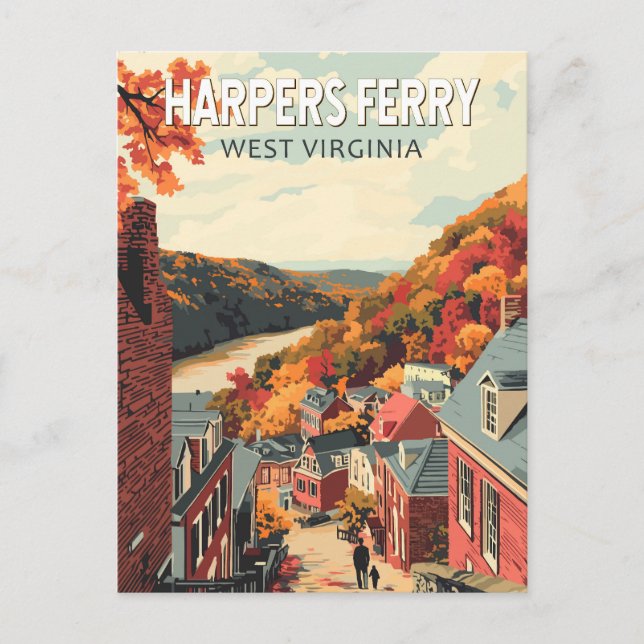 Postal Harpers Ferry West Virginia Travel Art Vintage (Anverso)