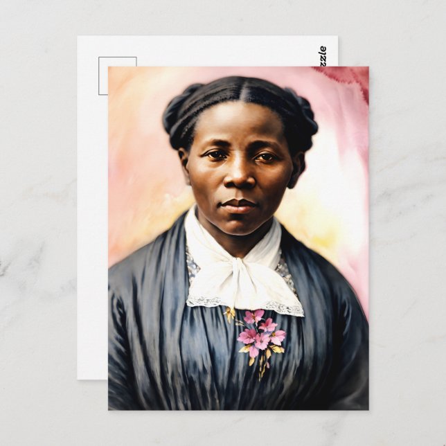 Postal Harriet Tubman Watercolor Retrato Art (Anverso / Reverso)