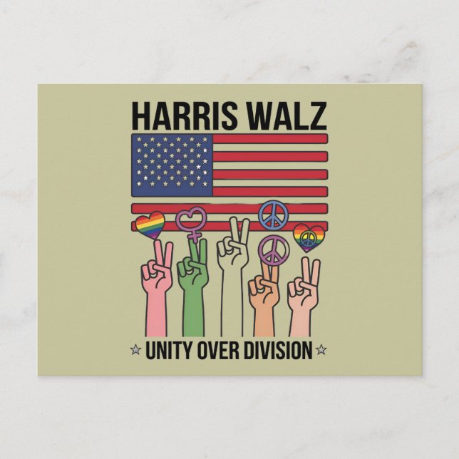 Postal Harris Waltz 2024 Unity Over Division (Anverso)