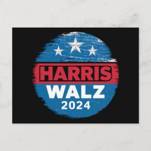 Postal Harris Walz 2024 Elecciones Kamala Harris Tim Walt