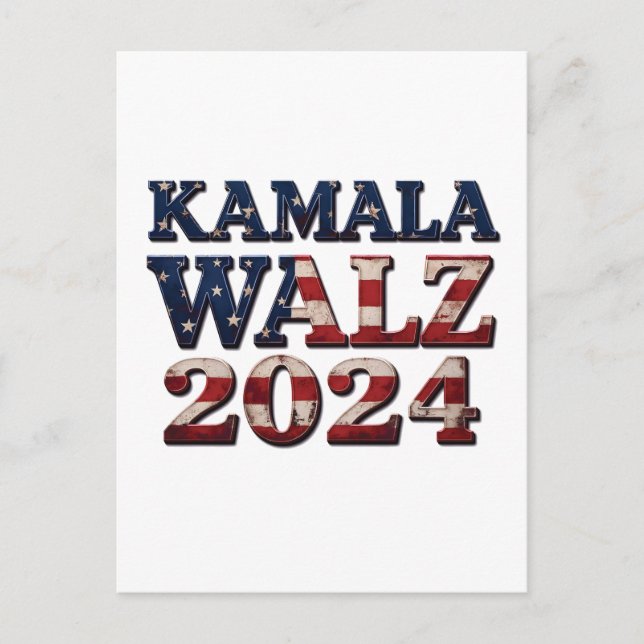 Postal Harris Walz 2024 Elecciones Kamala Tim Waltz (Anverso)