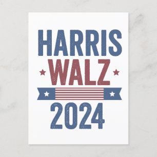Postal Harris Walz 2024 Elecciones Kamala Tim Waltz Améri