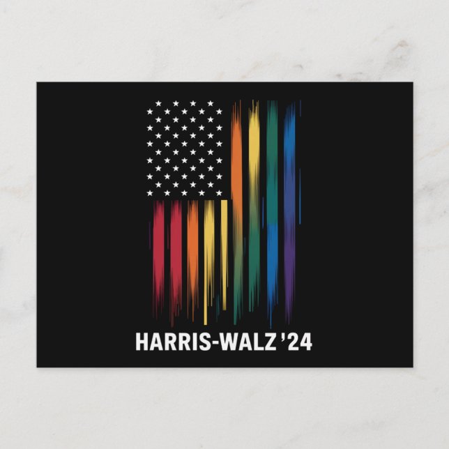 Postal Harris Walz 2024 Elecciones Kamala Tim Waltz LGBT (Anverso)