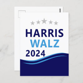 Postal Harris Walz 2024 para President Blue Wave