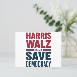Postal Harris Walz Salva la Democracia