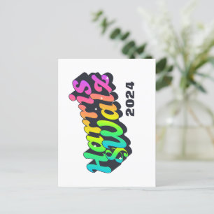 Postal Harris y Walz Rainbow