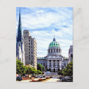 Postal Harrisburg PA - Capitolio visto en la calle estata