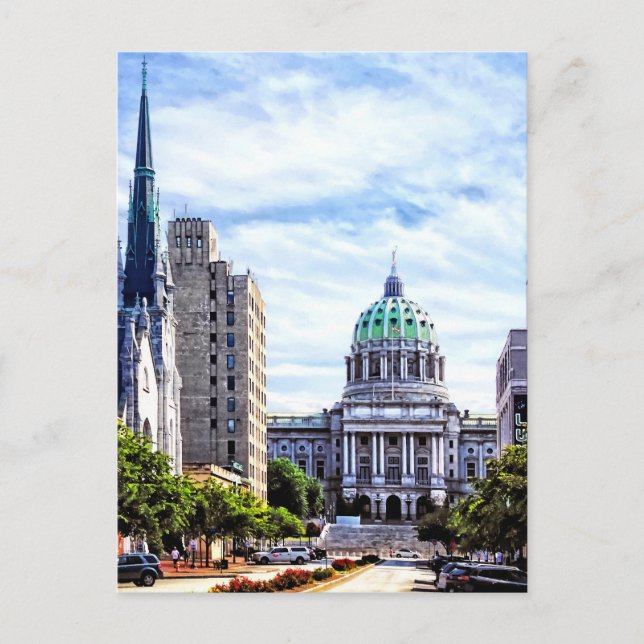 Postal Harrisburg PA - Capitolio visto en la calle estata (Anverso)