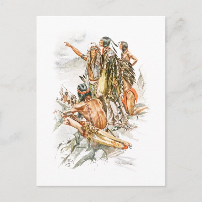 Postal Harrison Fisher canción de Hiawatha a las montañas (Anverso)