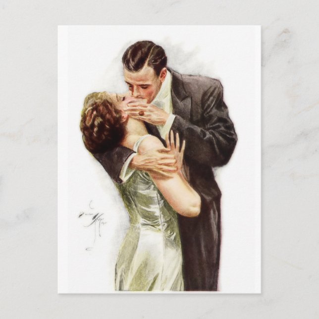 Postal Harrison Fisher: El beso (Anverso)