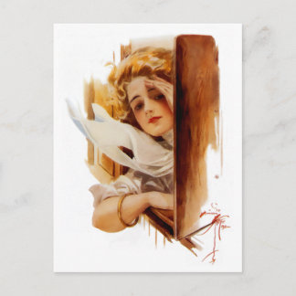 Postal Harrison Fisher: Mujer en tren