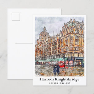 Postal Harrods Knightsbridge London Travel Watercolor
