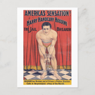 Postal Harry Handcuff Houdini, el quebrador de la cárcel 