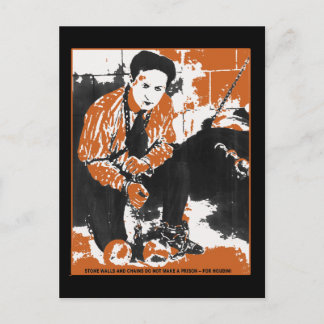 Postal HARRY HOUDINI Ilustracion de arte negro y Naranja
