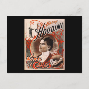 Postal Harry Houdini King Of Cards