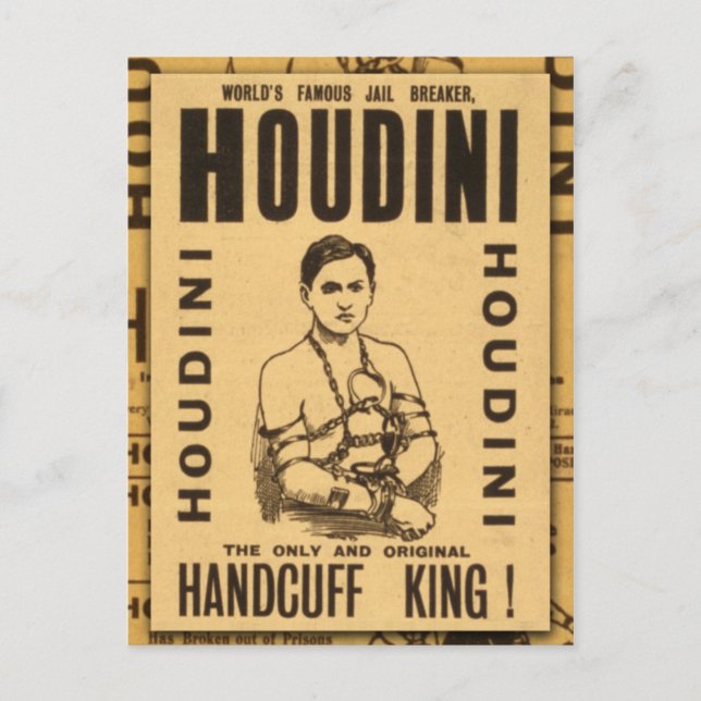 Postal ¡Harry Houdini, Rey de la esposas! (Anverso)