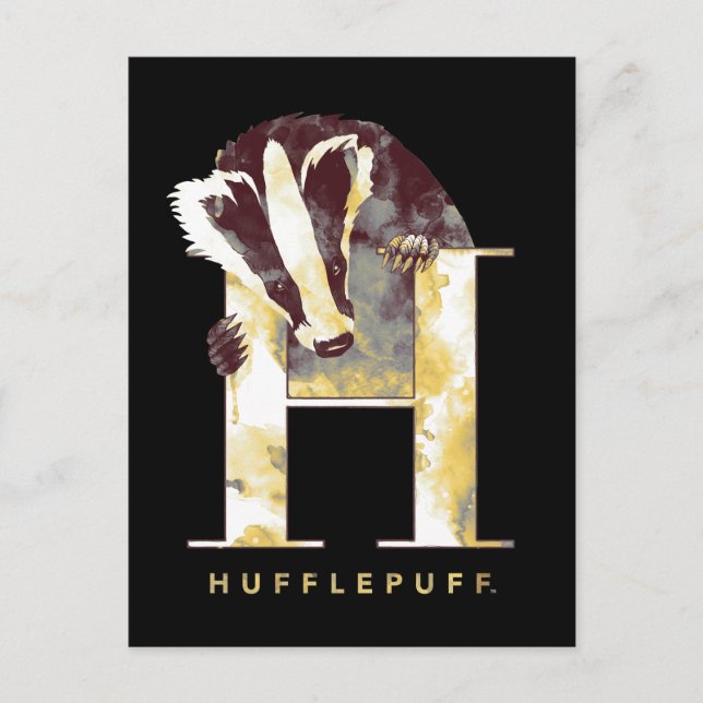 Postal Harry Potter | acuarela del Badger HUFFLEPUFF™ (Anverso)