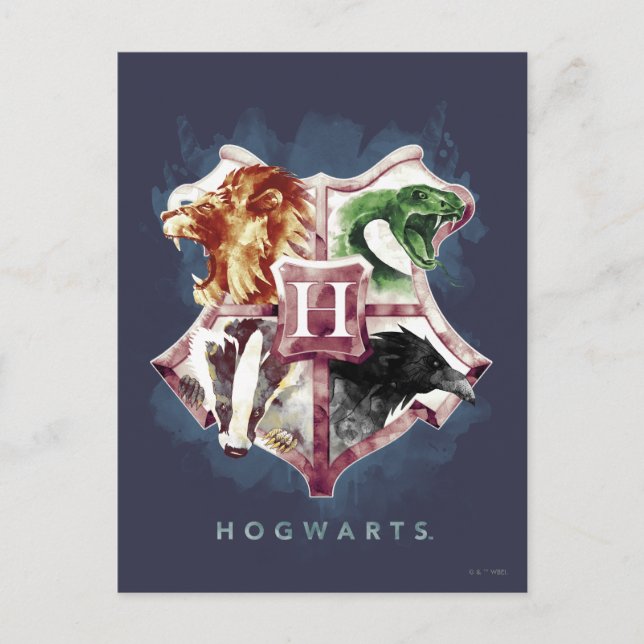 Postal Harry Potter| acuarela Escudo HOGWARTS™ (Anverso)