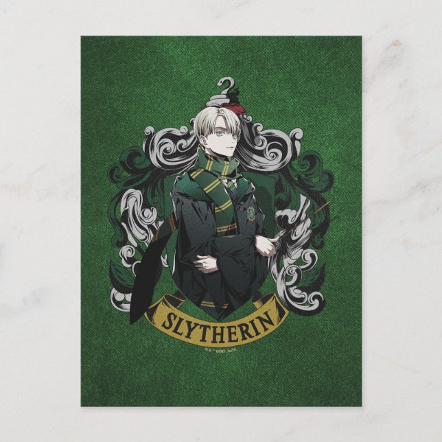 Postal HARRY POTTER™ | Anime Draco Malfoy House Escudo (Anverso)