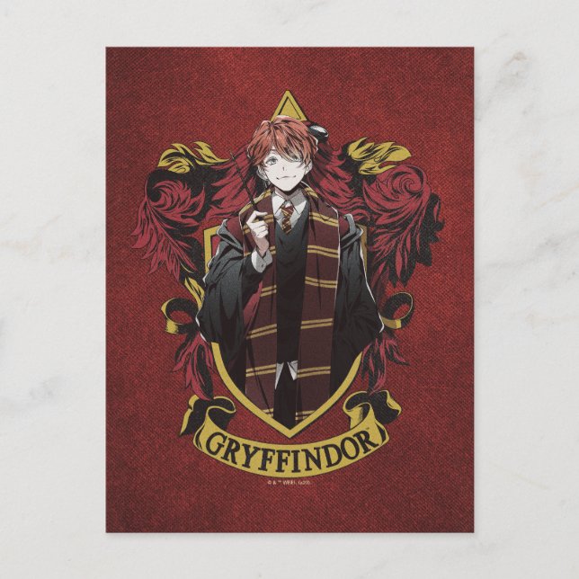 Postal HARRY POTTER™ | Anime Ron Weasley House Escudo (Anverso)