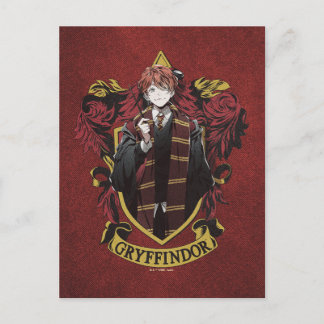 Postal HARRY POTTER™ | Anime Ron Weasley House Escudo