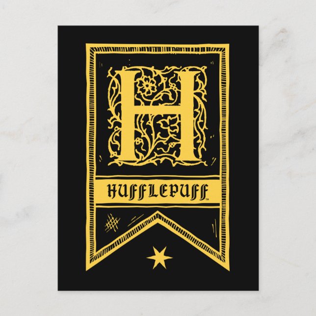 Postal Harry Potter | Bandera de Monograma de Hufflepuff (Anverso)