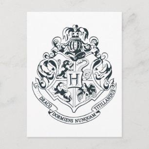 Postal Harry Potter   Escudo de Hogwarts - Blanco y Negro