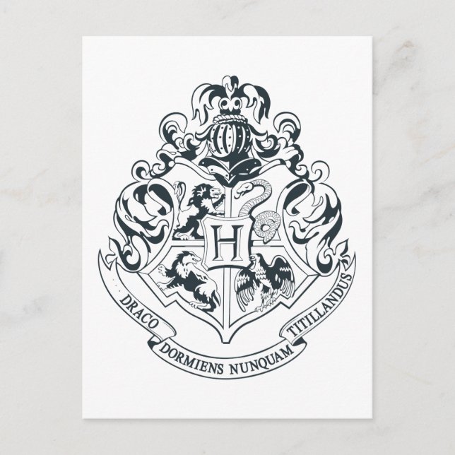 Postal Harry Potter | Escudo de Hogwarts - Blanco y Negro (Anverso)