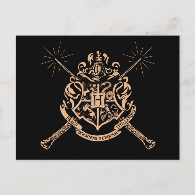 Postal Harry Potter | Escudo Hogwarts Crossed Wands (Anverso)