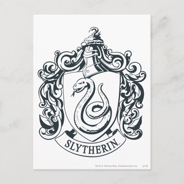 Postal Harry Potter | Escudo Slytherin - Blanco y negro (Anverso)