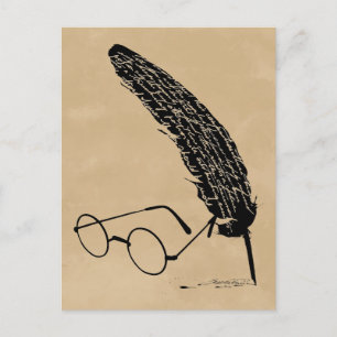 Postal Harry Potter   Gafas y Pluma