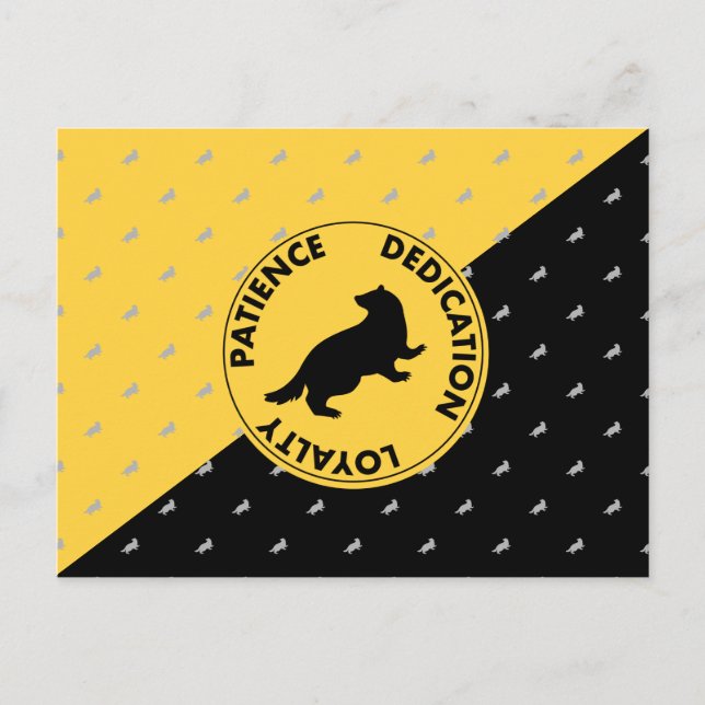 Postal Harry Potter| Gráfica de los rasgos de la casa HUF (Anverso)