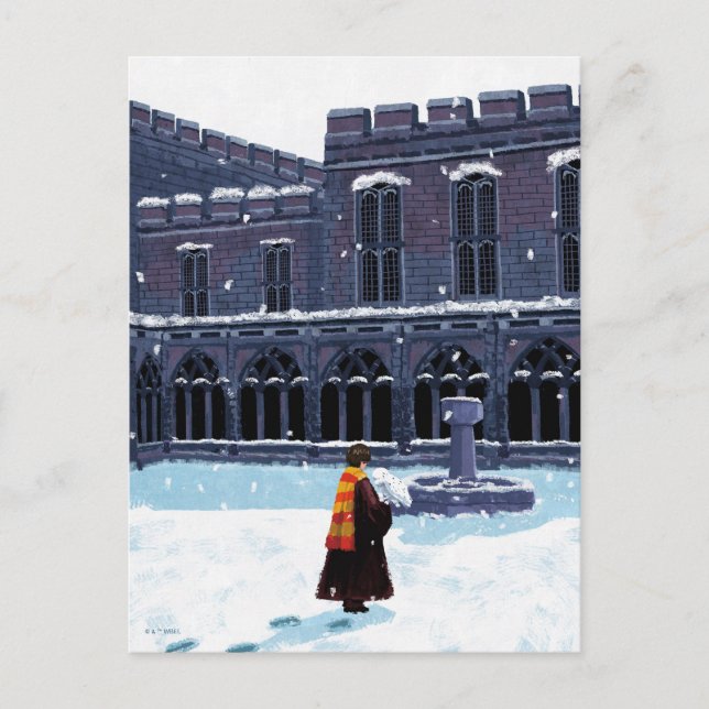 Postal HARRY POTTER™ & Hedwig en el patio de HOGWARTS™ (Anverso)