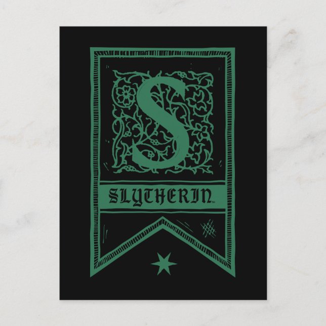 Postal Harry Potter| Pancarta de Monograma de Slytherin (Anverso)