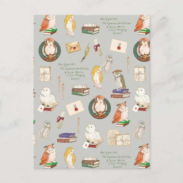 Postal HARRY POTTER™ | Patrón de letra de búho (Anverso)