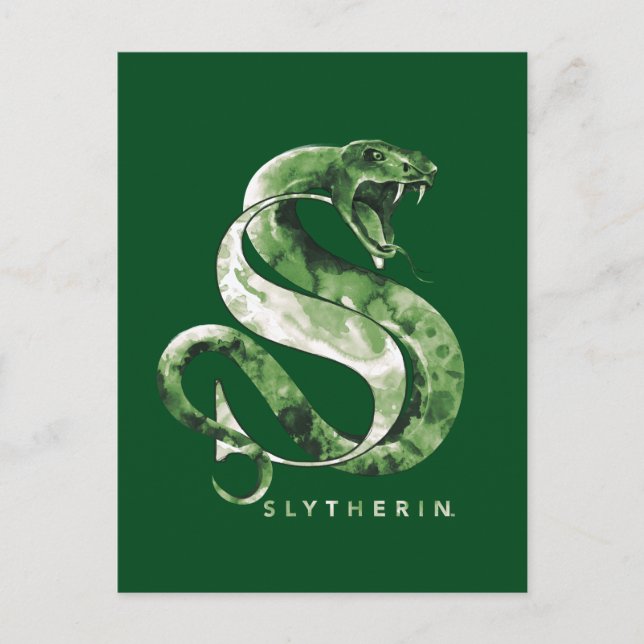 Postal Harry Potter | SLYTHERIN™ Serpiente Acuarela (Anverso)