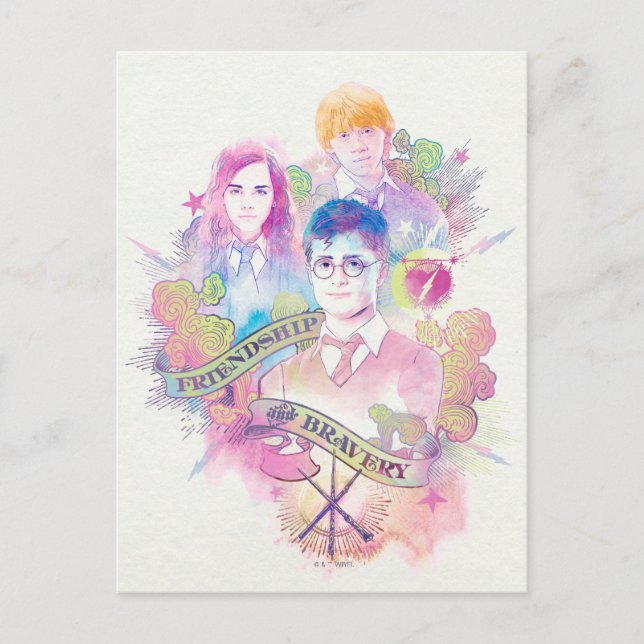 Postal Harry Potter Spell | Harry, Hermione y Ron Waterc (Anverso)