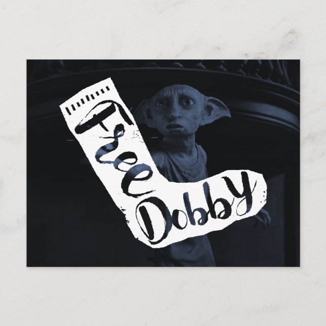 Postal Harry Potter| Tipografía de ganado "Dobby libre" (Anverso)