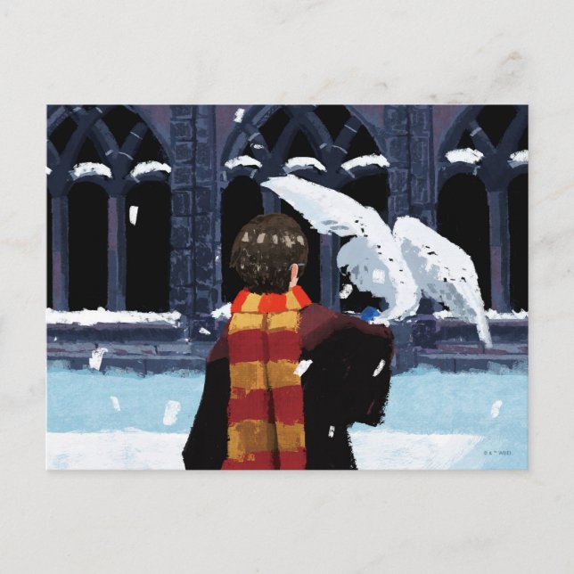 Postal HARRY POTTER™ y Hedwig en la nieve (Anverso)