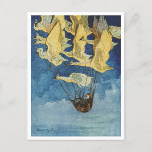 Postal Harry Rountree Child volando con cisnes salvajes