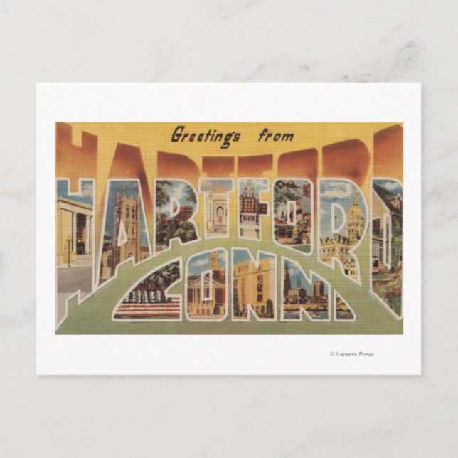 Postal Hartford, Connecticut - Escenas de letras grandes  (Anverso)