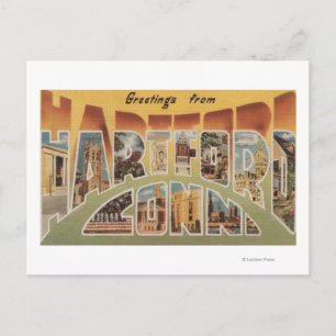 Postal Hartford, Connecticut - Escenas de letras grandes 