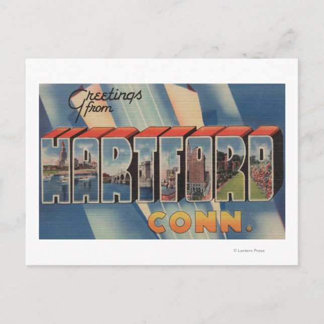 Postal Hartford, Connecticut - Escenas de letras grandes  (Anverso)