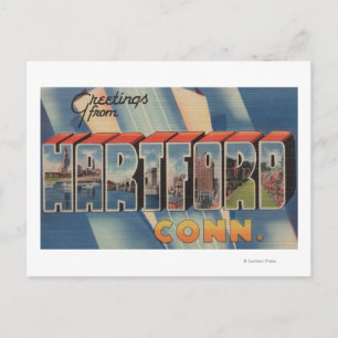 Postal Hartford, Connecticut - Escenas de letras grandes 