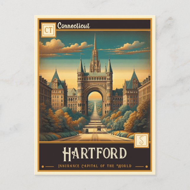 Postal Hartford, Connecticut | Vintage (Anverso)