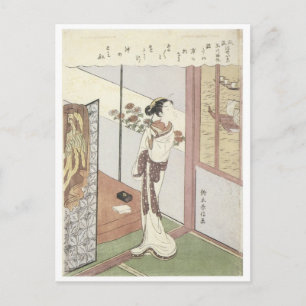 Postal Harunobu Regresando Velas En El Arte De Shinagawa