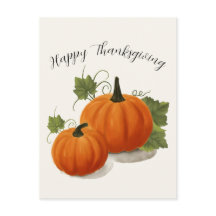 Harvest Pumpkin Thanksgiving Postcard