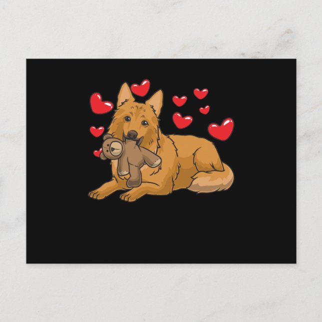 Postal Harzer Fuchs Perro Con Animales Y Corazones Tapado (Anverso)